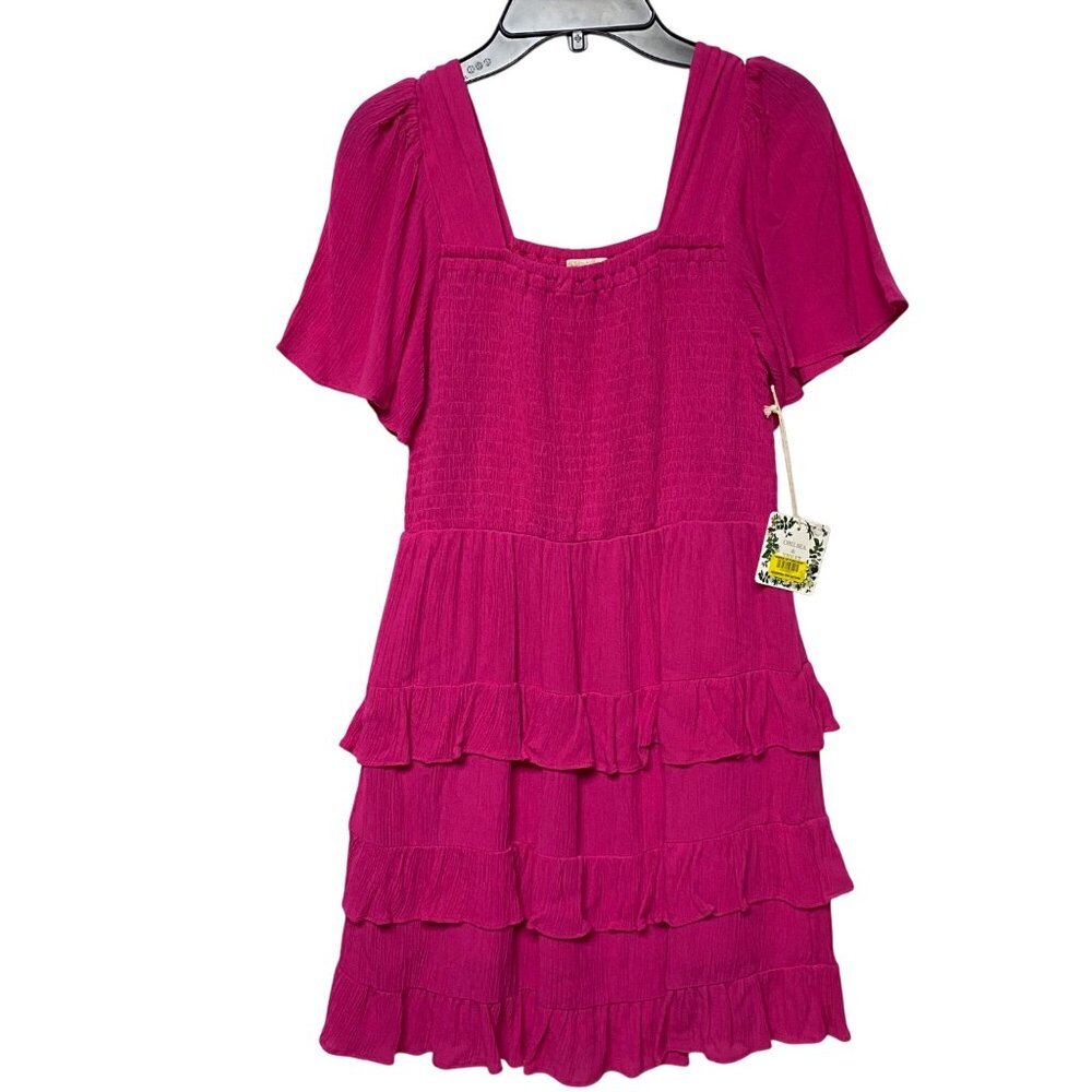 Chelsea & Violet Girls Pink Ruffle Tiered Short Sleeve Dress Size 14 NWT